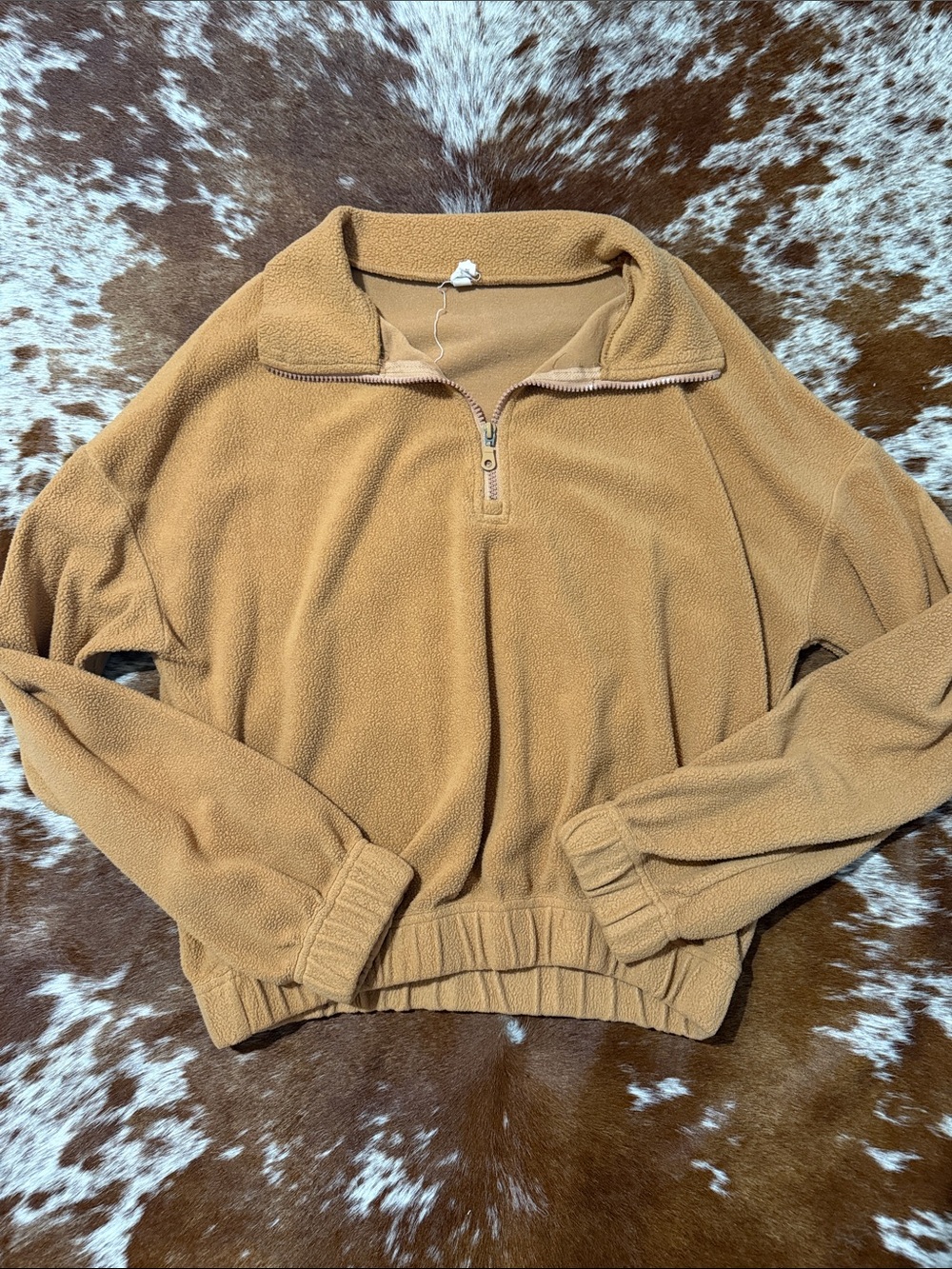 Wishlist Camel Teddy Half-Zip Pullover Jacket